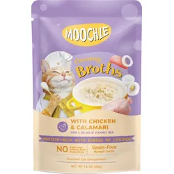 MOOCHIE Cremige Brühen mit Huhn und Calamari, getreidefrei, 40g