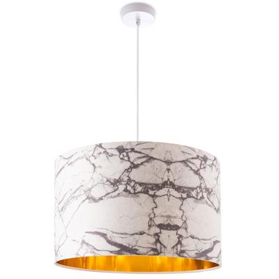 PACO HOME Pendelleuchte "Kraft 525", weiß, 1, Ø 45,5cm H: 27cm, Leuchten, Deckenlampe Wohnzimmer Hängelampe Esszimmer Marmor Weiß E27, Pendelleuchte
