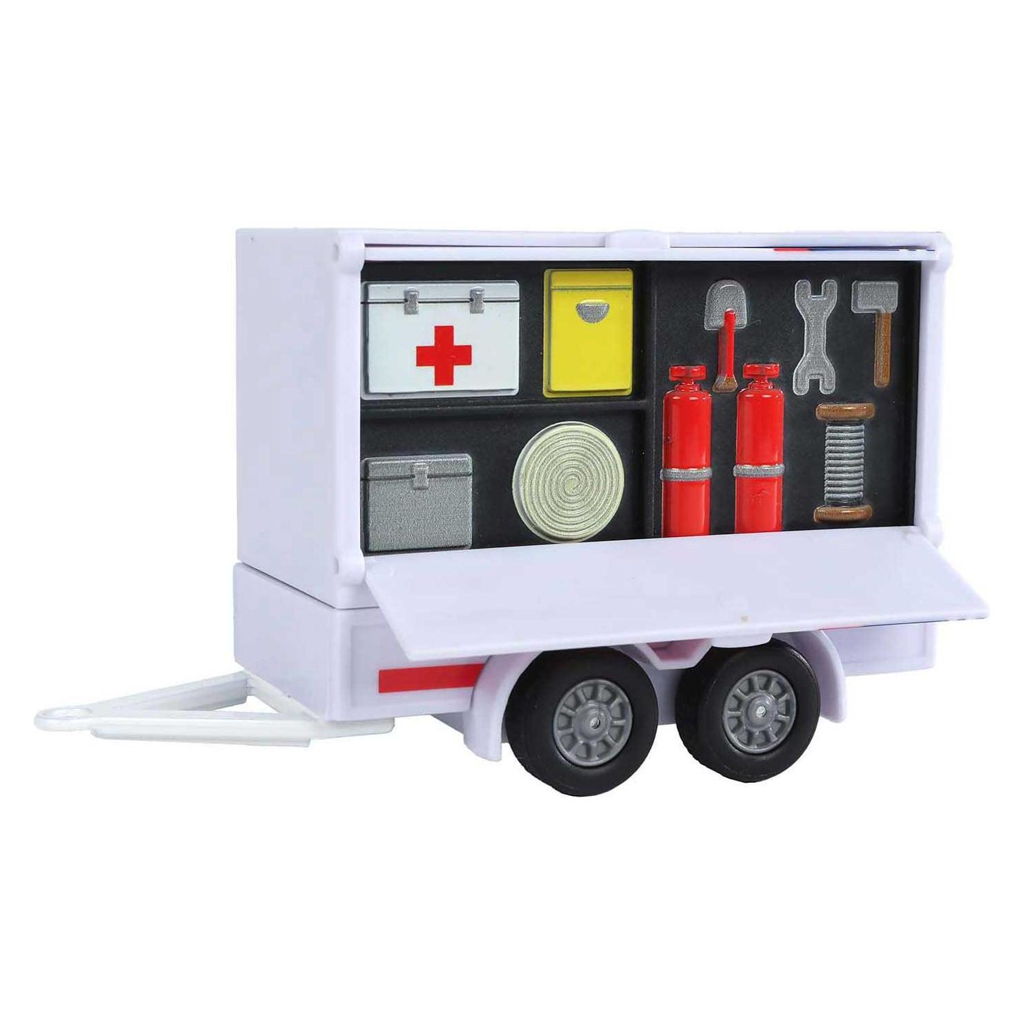 Kids Globe Farming Kids Globe VW Transporter Krankenwagen mit Anhänger (520422)