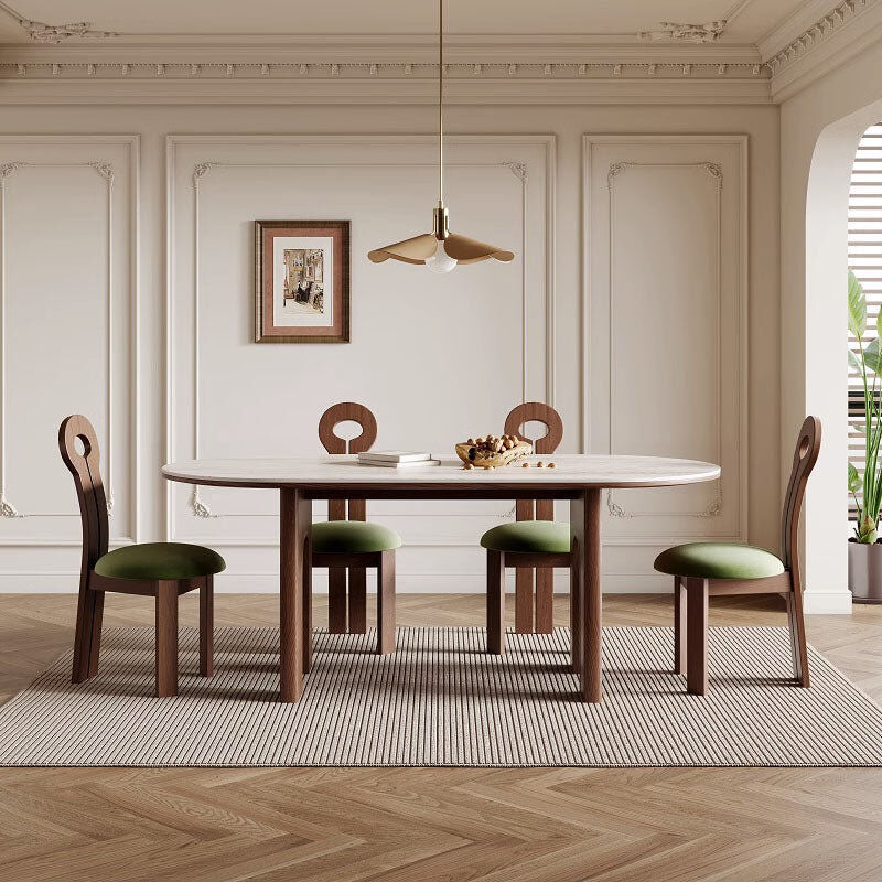 Ebern Designs Oval Dining Table Beige 160cm