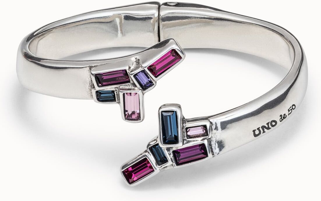 UNOde50 Brazalete bañado en plata de ley con cristales Multicolor M