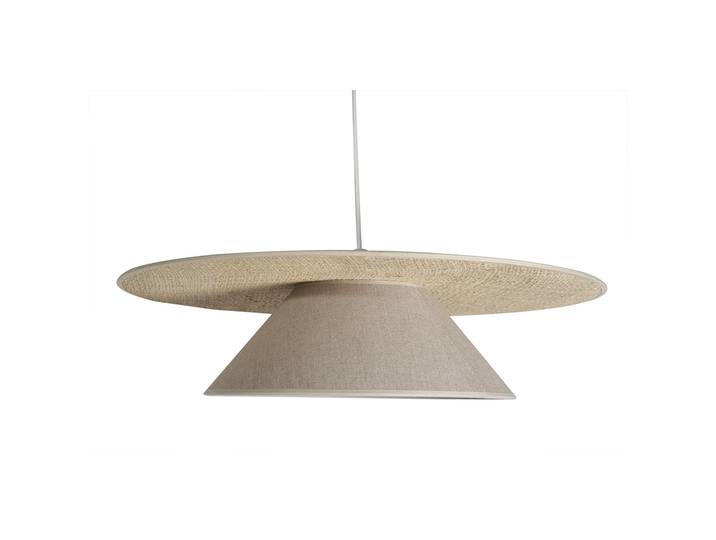 Suspension en lin beige et rabane naturelle L55 cm AZAMI