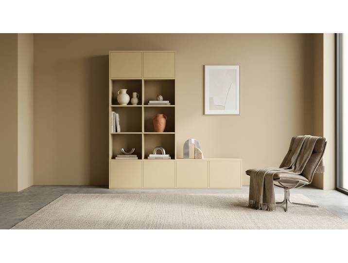 Gelbes Regal in L-Form Premium Dekore Sandgelb