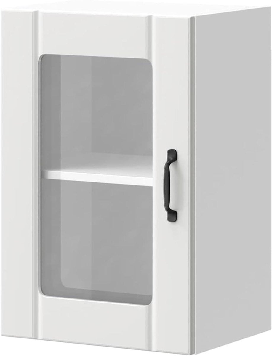 Houten wandkast met glazen deur voor in de keuken of eetkamer