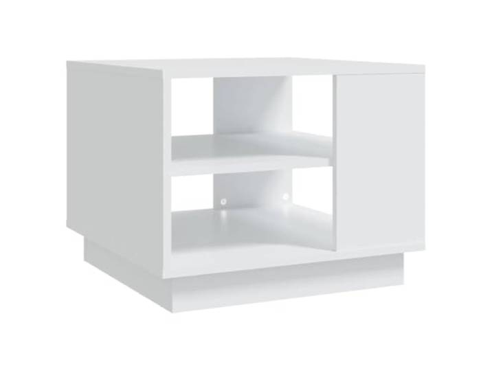 Couchtisch, Weiß, 55x55x43cm, Holzwerkstoff Modernes Design, Aufbewahrungsregale, solide Arbeitsplatte, einfache Reinigung, Wohnzimmer