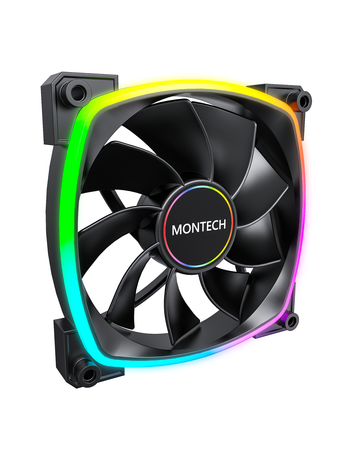 Montech RX140 PWM BK - Reverse - Gehäuselüfter - 140mm - Schwarz mit RGB LED - 28 dBA