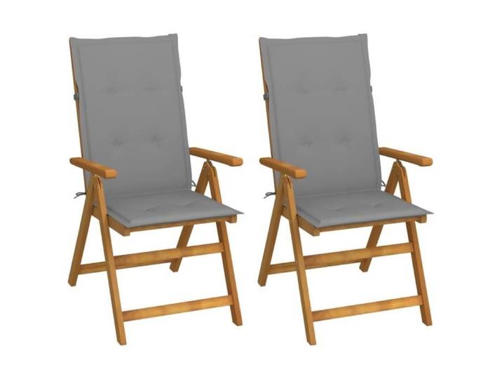 Chaises inclinables de jardin 2 pcs avec coussins Bois d'acacia