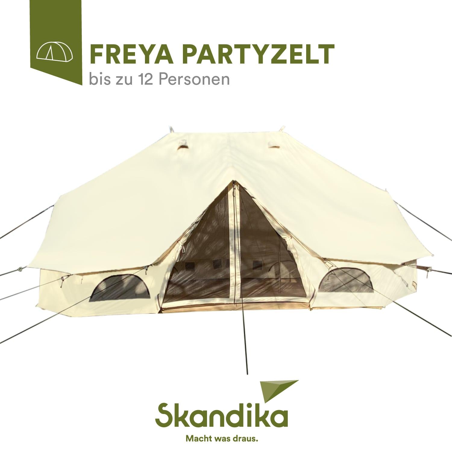 Skandika Tipi Freya Protect | Partyzelt 4x6 m, 100% Baumwolle, für 12 Personen, mit Boden, stabil & wetterfest | Zelt für Camping, Garten, Festival