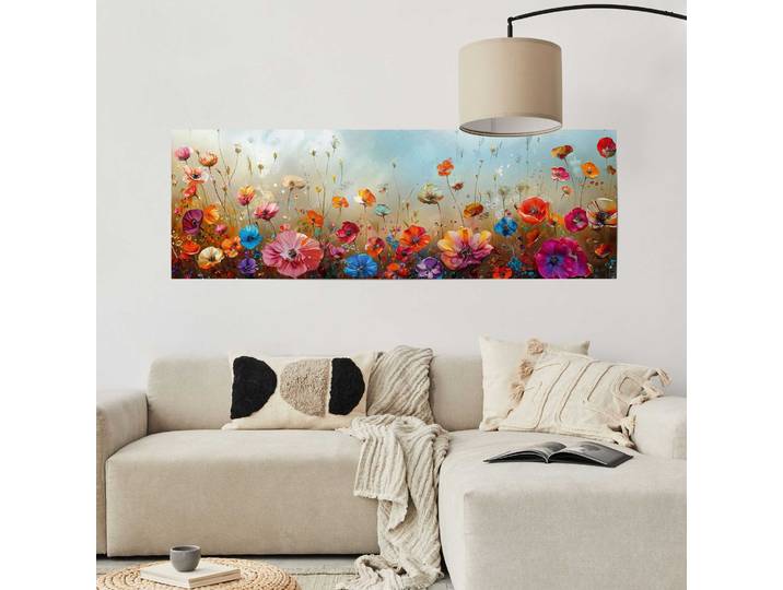 Poster Champ de fleurs Matériau : Papier Motif : Arbres, plantes & nature Multicolore/Multicolore 53 x 158 x 0cm
