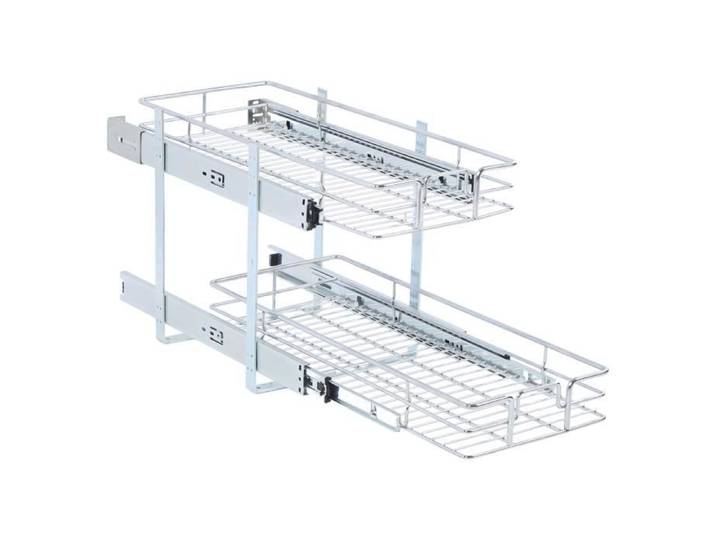 Étagère de rangement coulissante - Mothinessto - 2 niveaux - Argenté - Durable - Facile à installer