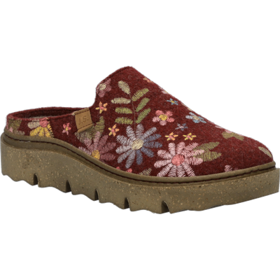 Hausschuh JOSEF SEIBEL "Charmaux 01", Damen, Gr. 37, Textil, rot (bordeaux, multi), Filz, Basic, Schuhe Hausschuh, Pantoffel, Slipper mit modischer Plateausohle, Weite G (=weit)