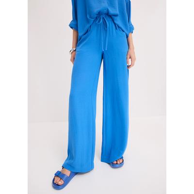 Marlene-Hose BONPRIX, Damen, Gr. 44, N-Gr, blau (gletscherblau), Obermaterial: 100% Polyester, loose fit, Hosen, lässiger Schnitt, bequemer Gummizug, Loose Fit Passform