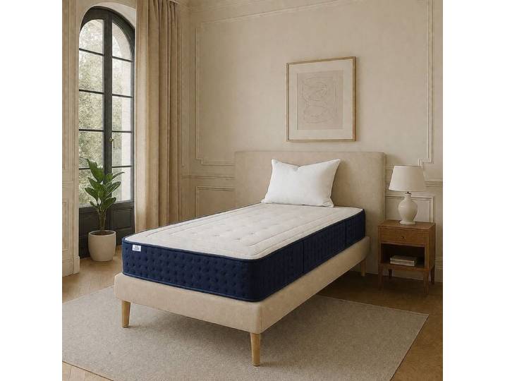 Matelas 90x190 cm Nuage 22 cm mousse mousse haute densité mi-ferme face été/hiver + 1 oreiller