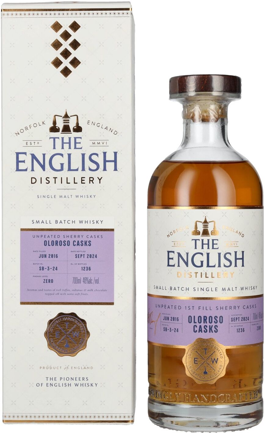 The English Distillery Oloroso Casks Small Batch Single Malt Whisky 46% Vol. 0,7l in Geschenkbox
