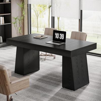 BLUEBELL 55 Inch Modern Executive Desk, Large Home Office Computer Writing Desk with Sturdy Pedestal (MDF)