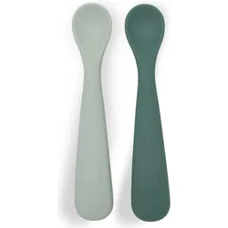 Jollein, Kindergeschirr + Kinderbesteck, Löffel Silikon - Jade Shades - 2 Stück