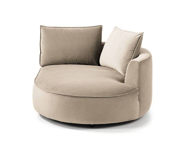 Modulottomane Gold/Beige Samt Shyla 126 x 154cm Ausrichtung rechts Modern