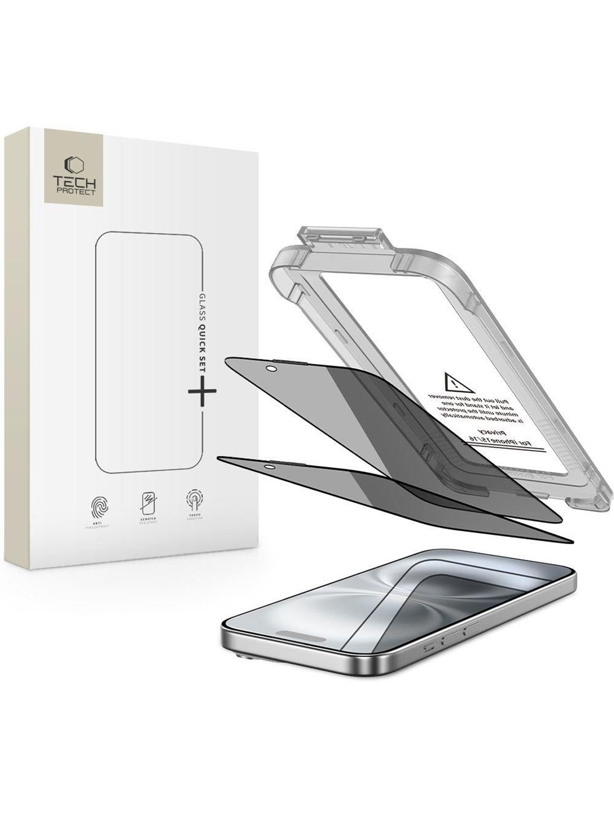 Tech-Protect Quick Set Spy+ 2-pack Privacy Glass for iPhone 15/16