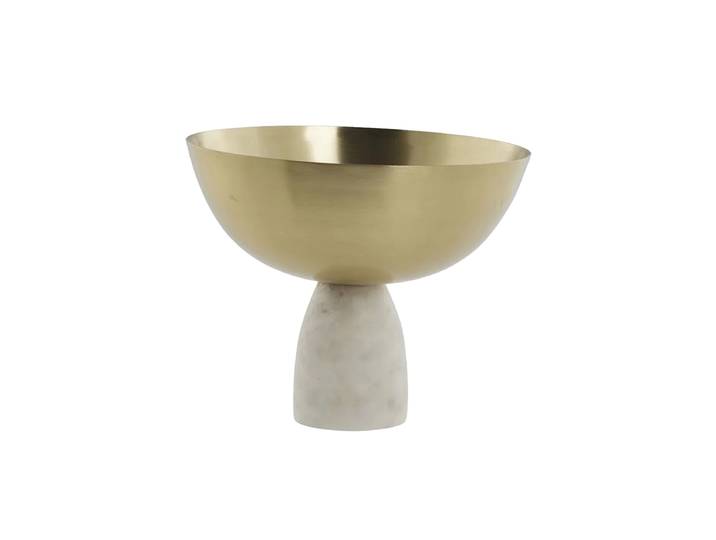 Edle Marmor Design Schale „Ellivia“, Medium Weiss, Gold Lene Bjerre
