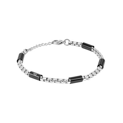 Armband POLICE "Radius", schwarz (edelstahlfarben, schwarz), Armbänder, Herren, 22,5cm, Edelstahl, Armband