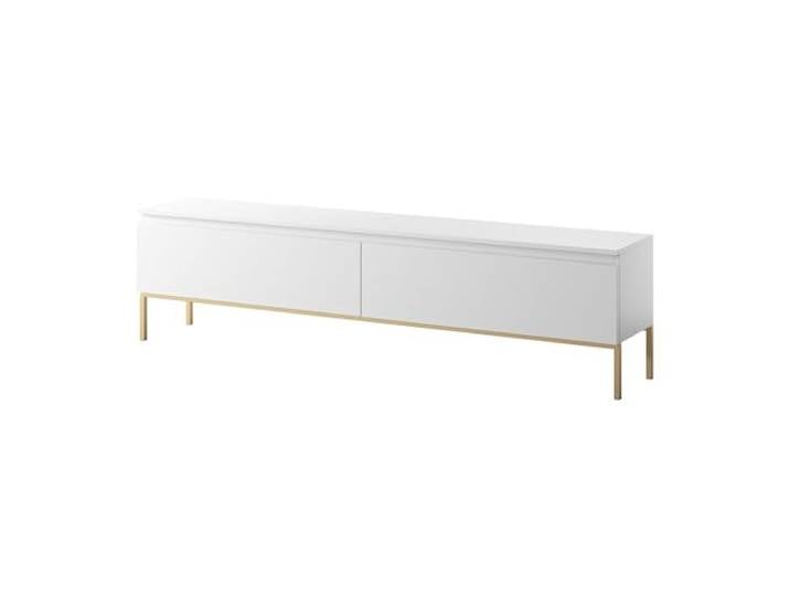 Selsey TV Schrank Board Sideboard Fernsehtisch Fernsehschrank Mit Schränken 175 cm Goldene Beine Weiß Bemmi