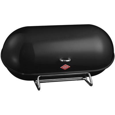 Brotkasten WESCO "Breadboy", schwarz, B:44,3cm H:21cm L:23cm, Stahlblech, Lebensmittelaufbewahrungsbehälter, Brotkasten, klapperfreier Schwenkdeckel / Lüftungslöcher / Griff