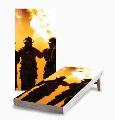 Skip's Garage Firefighters Corn Hole Board Set with Hole Lights