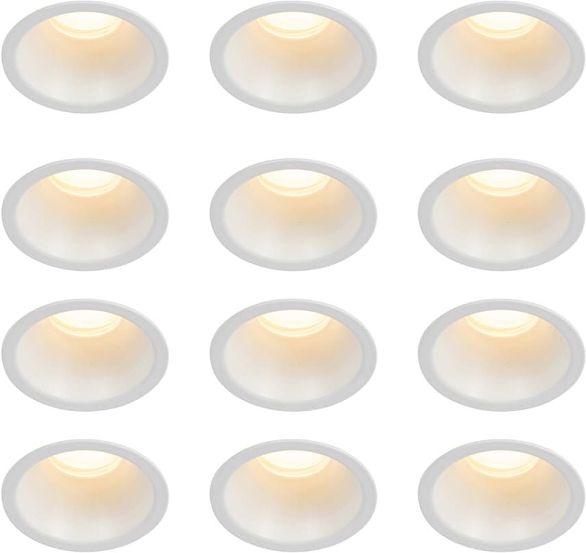 QAZQA Lot de 12 spots encastrés blancs Blanc 7x8x7cm