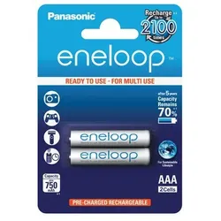 Akkus Panasonic Eneloop Micro AAA, z.B. für Schnurlos-DECT-Telefone, BK-4MCCE, Ni-Mh, 2 Stück