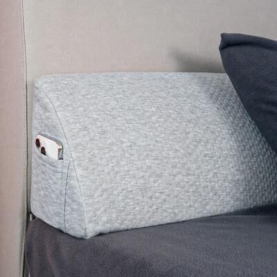 Uplifted Goods Memory Foam Bed Gap Filler Wedge Pillow With Side Pockets light Grey 16x26x153cm