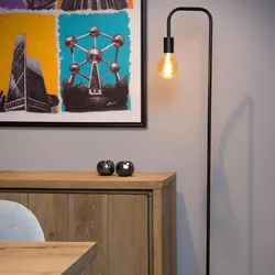Lucide Stehlampe LORIN – Vintage Stehleuchte mit Marmorfuß Schwarz
