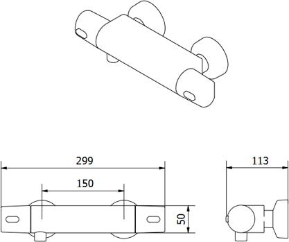 VIGOUR Aufputz-Brause-Thermostat derby Safe-Tec ohne Brausegarnitur verchromt