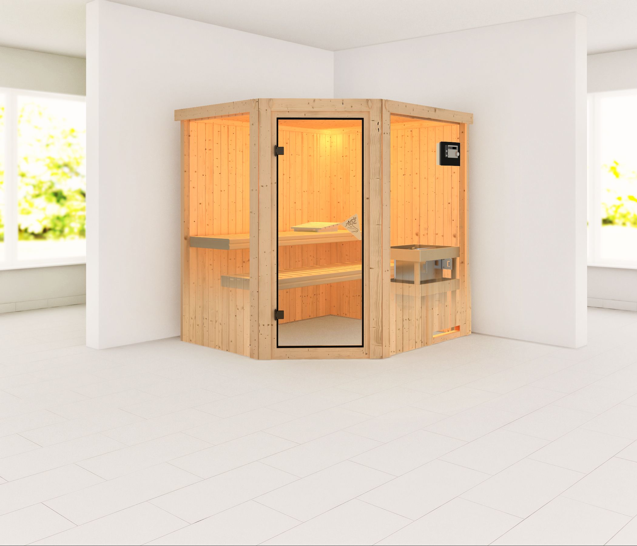 KARIBUHOLZT Sauna Siirin Eck,9KW ext. Strg easy bronz.GGT 08288381