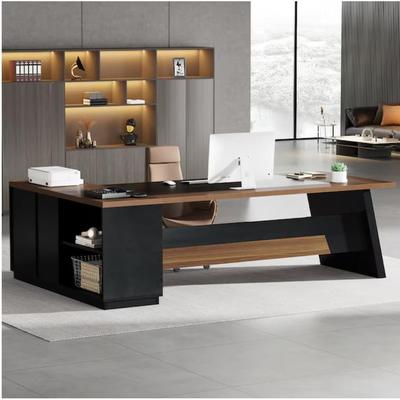 Jiallo "78.7"" L-Shaped Executive Desk with File Cabinet & Drawers Light Walnut + Black"