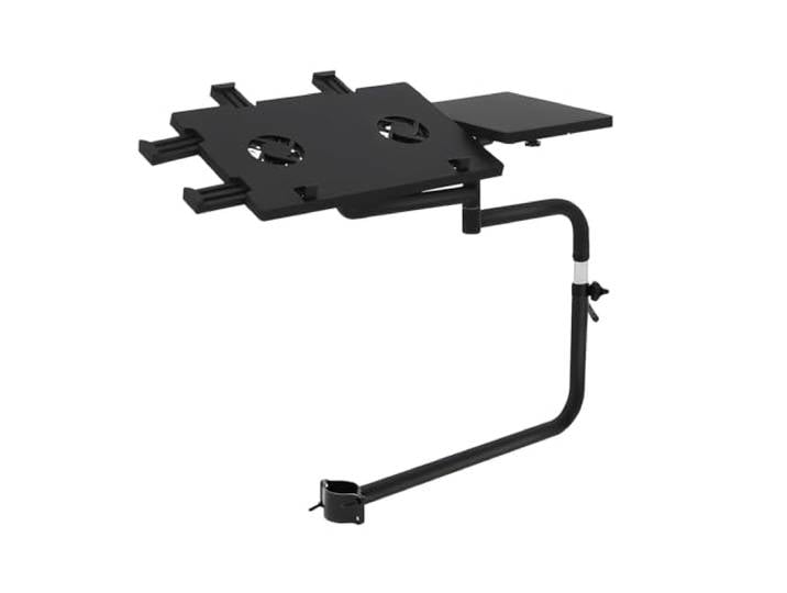 Tastatur Halterung, Tastaturablage Stuhl Klemme Tastatur Halter 360° Verstellbares Tastaturständer mit Mauspad USB Lüfter, Rostfreiem Stahl Stuhlschaftklemme Tastaturstütze Fauler Keyboardständer
