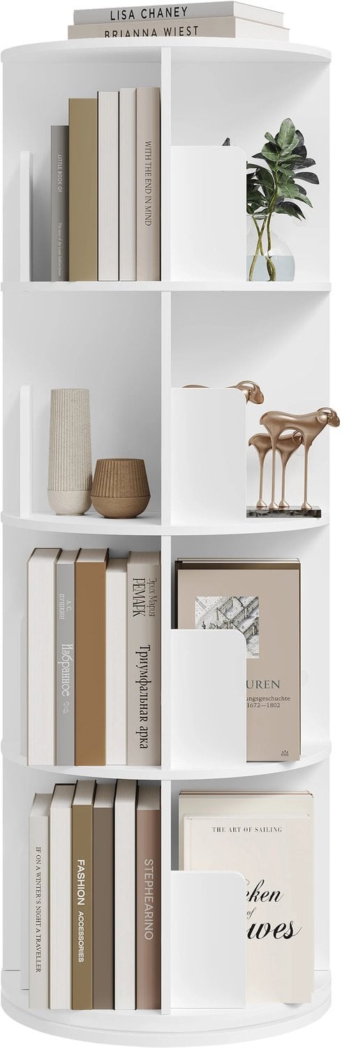 LifeToday Ronde Draaibare Boekenkast met 4 Niveaus - 44 x 127,4 cm