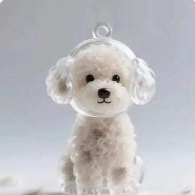 Uplifted Finds Adorable Transparent Pet Hair Memorial Keychain DIY Cat & Dog Fur Storage Pendant dog 1 3 Pcs
