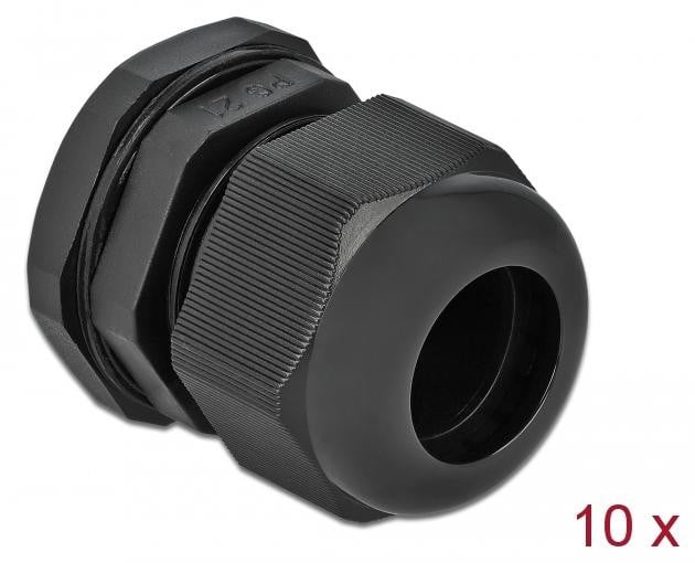 Delock Kabeldoorvoer PG21 Zwart, 10 stuks, IP68, Kunststof