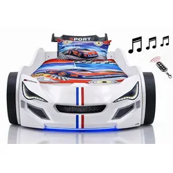 Autobett Kinder 90x200 Jungen LED Leuchte Unterbodenbeleuchtung Sound Fernbedienung