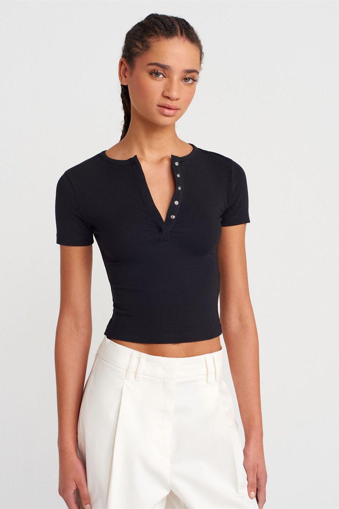 Schlanke Passform Crop-Jersey-Bluse