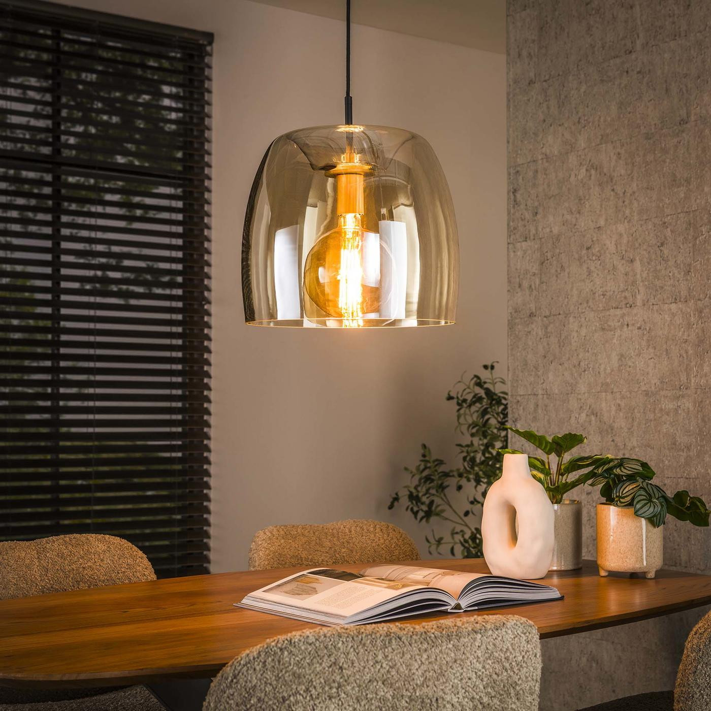 Hanglamp Drift Glass 1-Lichts Amber - Giga Meubel