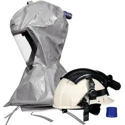 3M Versaflo Premuim-Leichthaube S805E mit versiegelten Nähten, Innenkragen, Adapter zur Anbringung an einen Schutzhelm, S-960 und 3M Helm G3001, S-865E