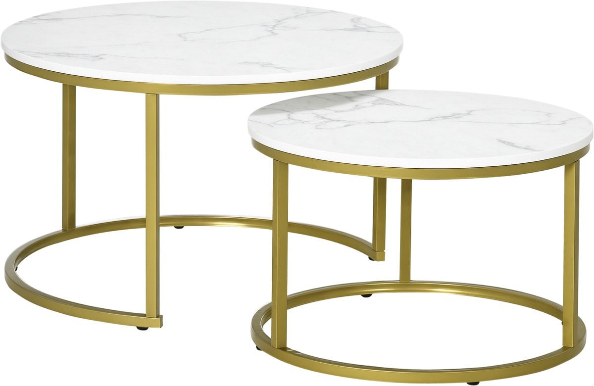 Homcom Salontafelset Wit - B/D/H: 74 x 74 x 46,3 cm