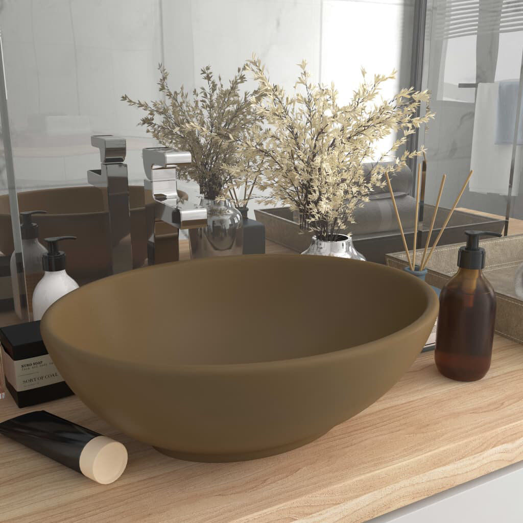 Belfry Bathroom Gline 400 mm L x 330 mm W Ceramic Oval Sink Cream 330mm W