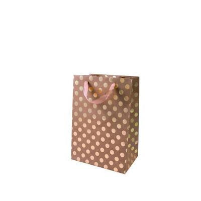 Geschenktüte Natur Punkte Gold, M