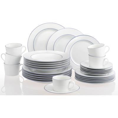 Kombiservice RETSCH ARZBERG "Geschirr-Set, Service Heike Blaurand", weiß (weiß, blau), 30 Stk., Porzellan, Geschirr-Sets, Kombiservice, Made in Germany, 30 Teile, für 6 Personen