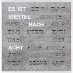 Filius 0400-7 Wort-Tischuhr Quadratische Wortuhr Betongrau 20 cm