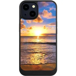Nivocase Hülle für Apple iPhone 14 Handyhülle NIVOcore Case Schwarz Meer Sonnenuntergang Strand (Apple iPhone 14), Smartphone Hülle, Schwarz