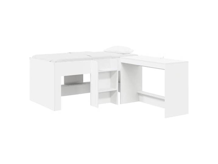 PUGYNBK Hochbett mit Schreibtisch, 2 Stück, Weiß Holz, langlebig, kompakt, platzsparend, einfache Montage, 100 x 45 x 75 cm