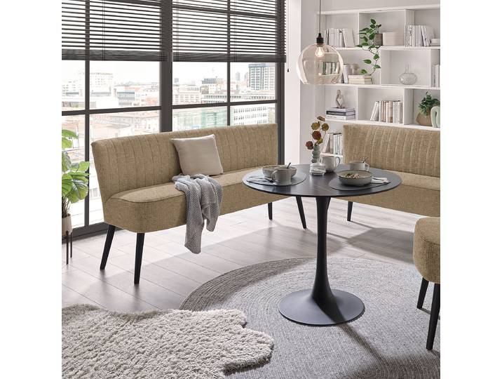 Banc capitonné Willunga 184cm Beige/Marron Tissu chenille Edisa: Taupe Noir